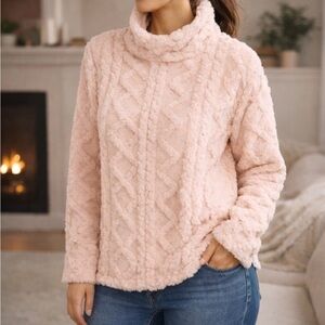 Eddie Bauer Cozy Pink Cable Knit Sweater. Sz XXL. NWT